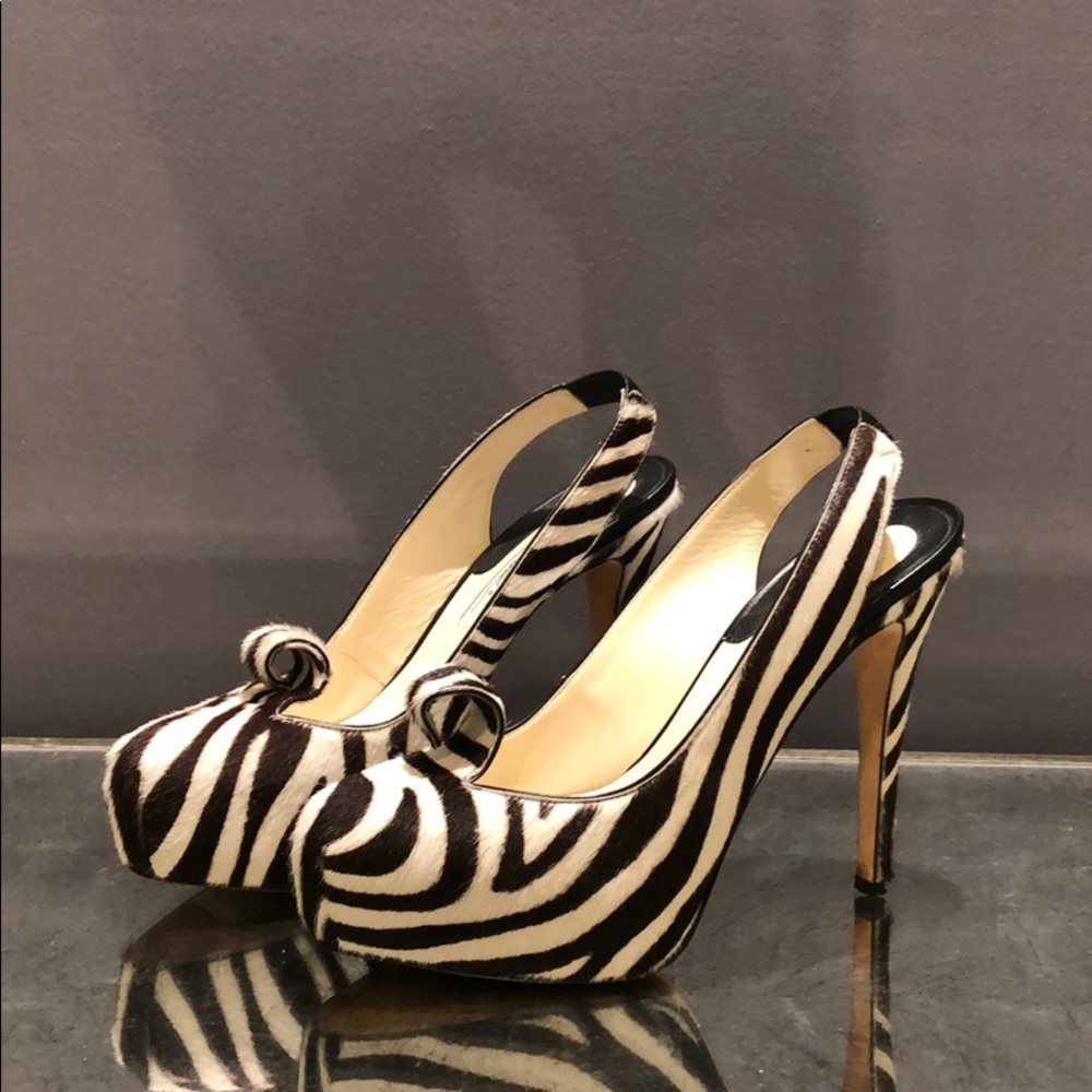 Brian Atwood mohair slingback heals